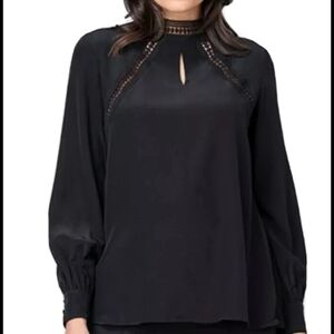 Seraphine Black Blouse with Lace Detail